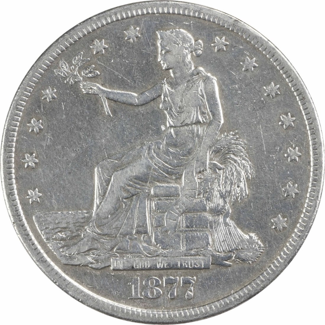 1877-S Trade Silver Dollar 90% Silver Uncertified by William Barber (1 of 2)