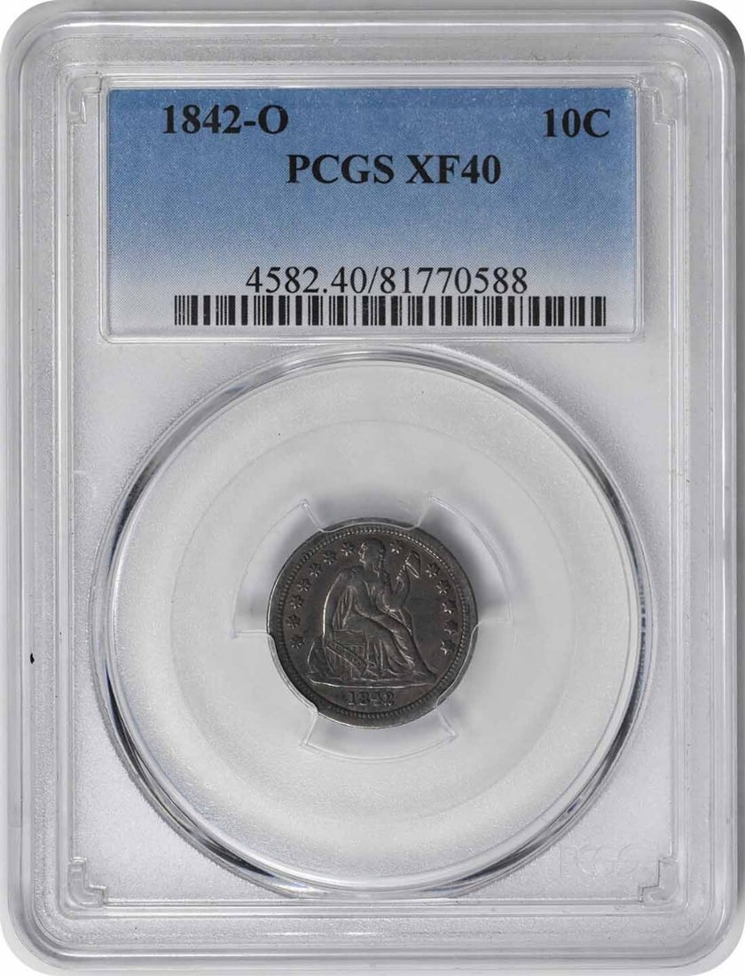 1842-O Liberty Seated Silver Dime 10C EF40 PCGS Certified (1 of 2)