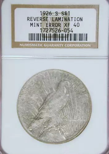 1926 San Francisco Peace Silver Dollar NGC XF 40 Reverse Lamination Error (1 of 3)