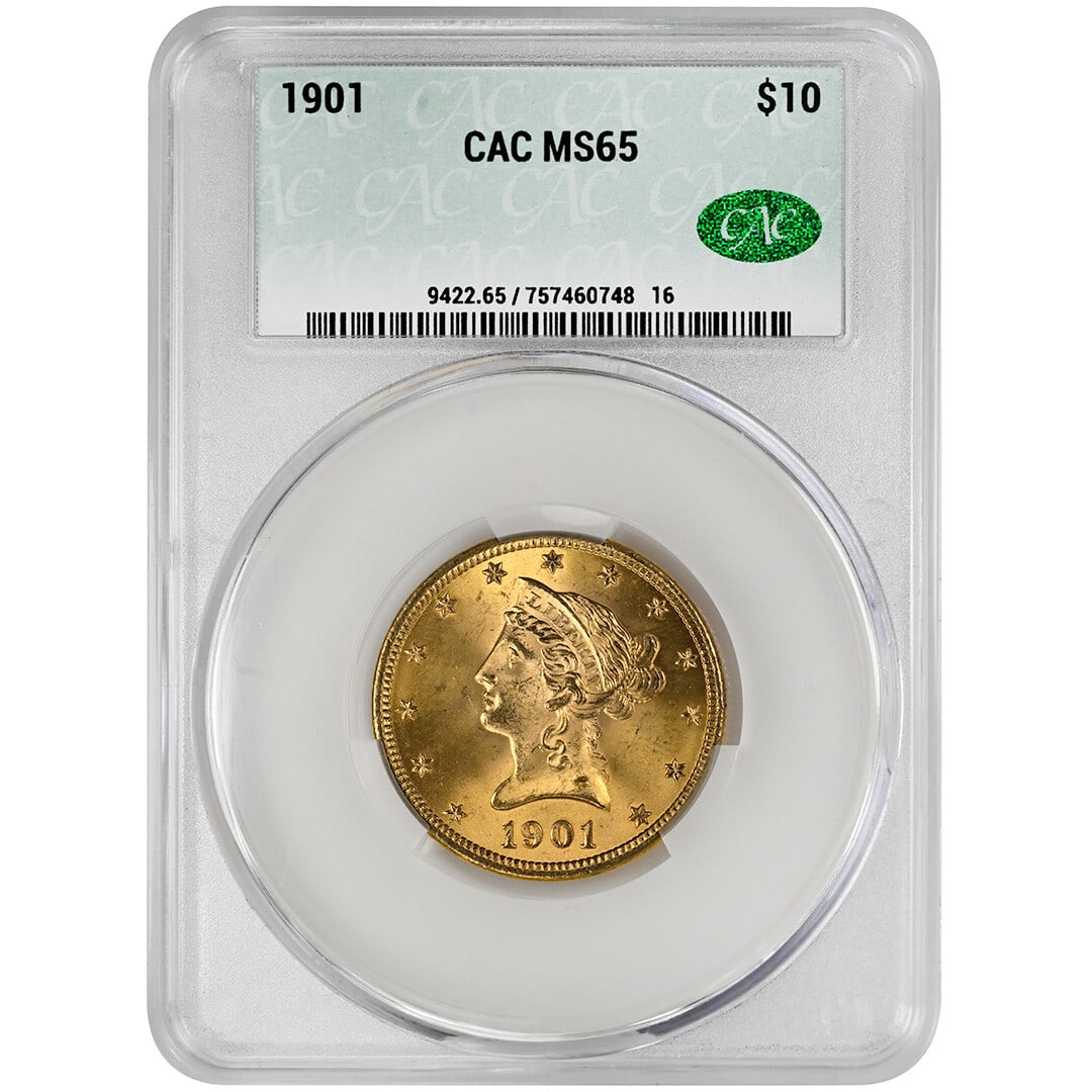 1901 Liberty Head $10 Gold Coin CACG Certified MS65 Philadelphia Mint (1 of 2)