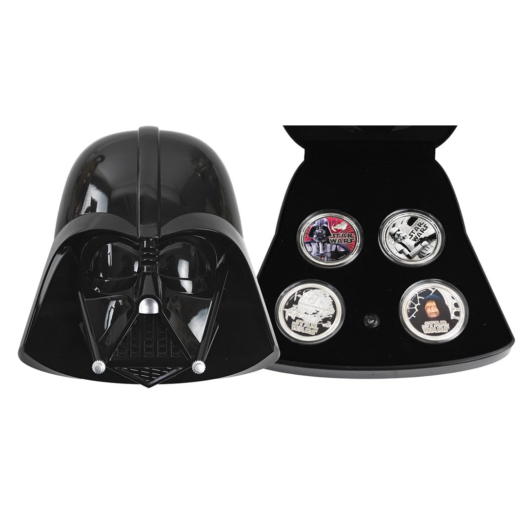 Set of 4 2011 Niue Proof Silver Star Wars Darth Vader Helmet Colorized Coins (1 of 8)