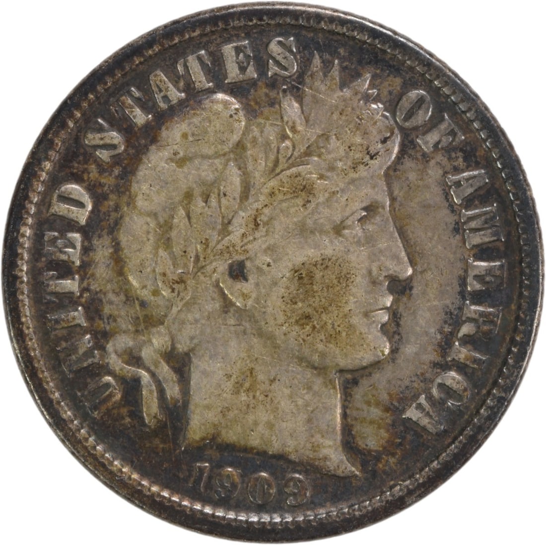 1909-S Barber Silver Dime EF 10C San Francisco Mint (1 of 2)