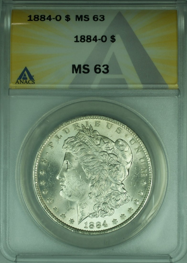 ANACS MS 63 1884 New Orleans Morgan Silver Dollar $1 Coin (1 of 2)