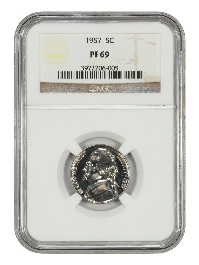 1957 NGC PR69 Jefferson Nickel Uncirculated 5C Coin (1 of 2)