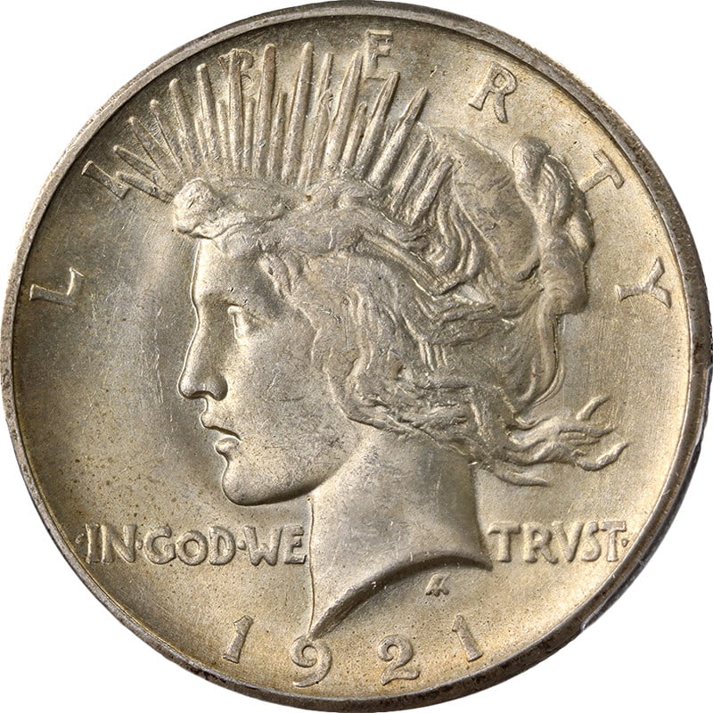 PCGS MS63 1921 Silver Peace Dollar High Relief Uncirculated Coin (1 of 4)