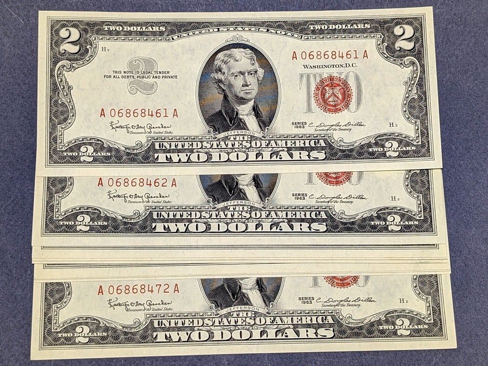 1963 $2 Legal Tender 12 Consecutive Notes Gem CU (1 of 2)