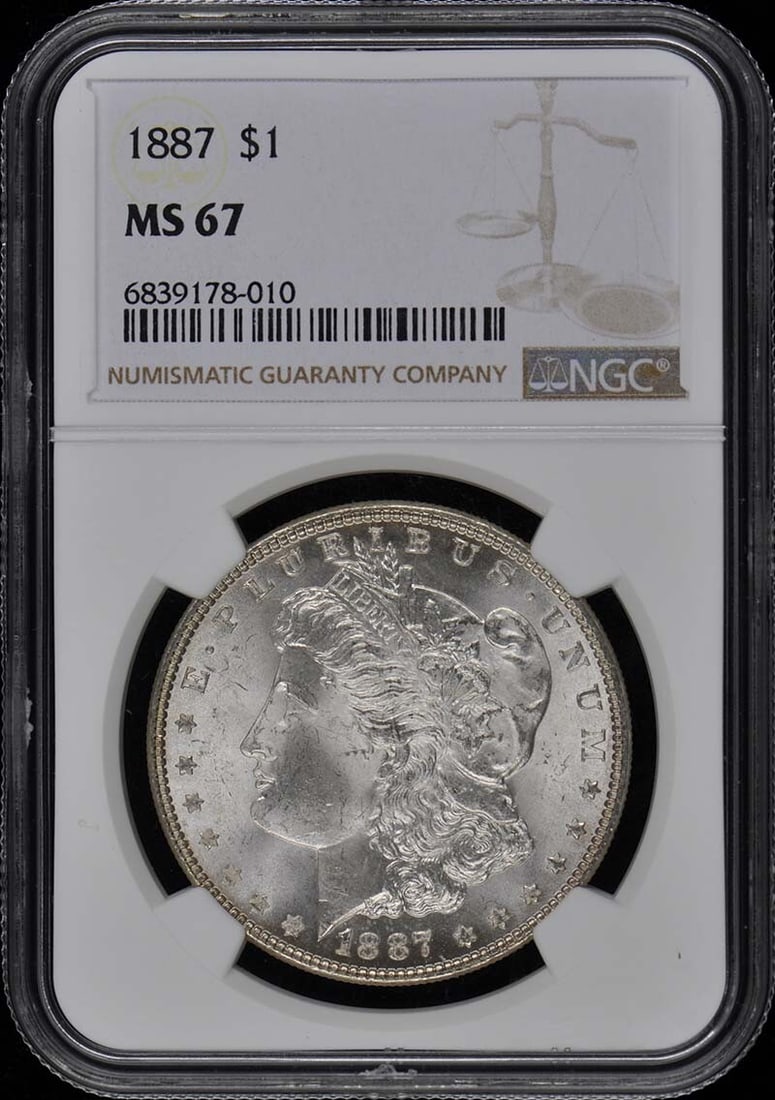1887 Morgan Dollar $1 NGC MS67 Uncirculated Philadelphia Coin (1 of 2)
