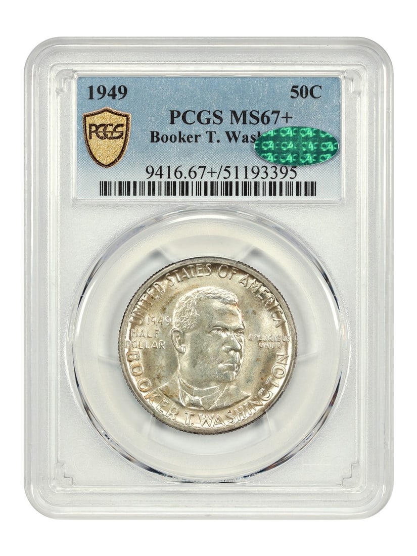 1949 Booker T Washington Half Dollar PCGS CAC MS67 Plus Silver Commemorative Coin (1 of 4)