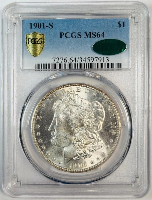 PCGS CAC MS64 1901 San Francisco Morgan Silver Dollar (1 of 3)
