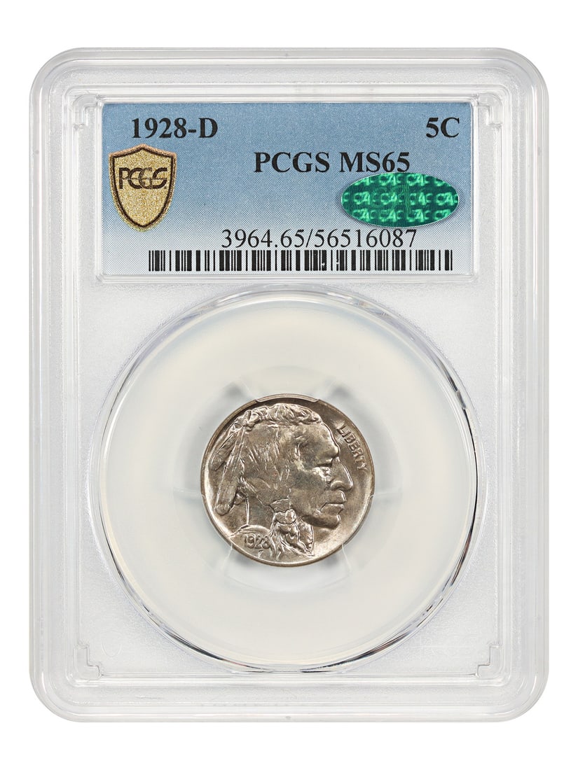 1928 Denver Buffalo Nickel PCGS CAC MS65 Five Cent Coin (1 of 4)