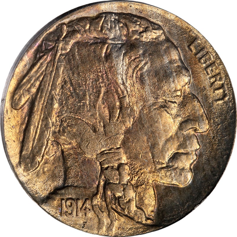1914 Philadelphia Buffalo Nickel PCGS MS64 With Golden Toning (1 of 4)
