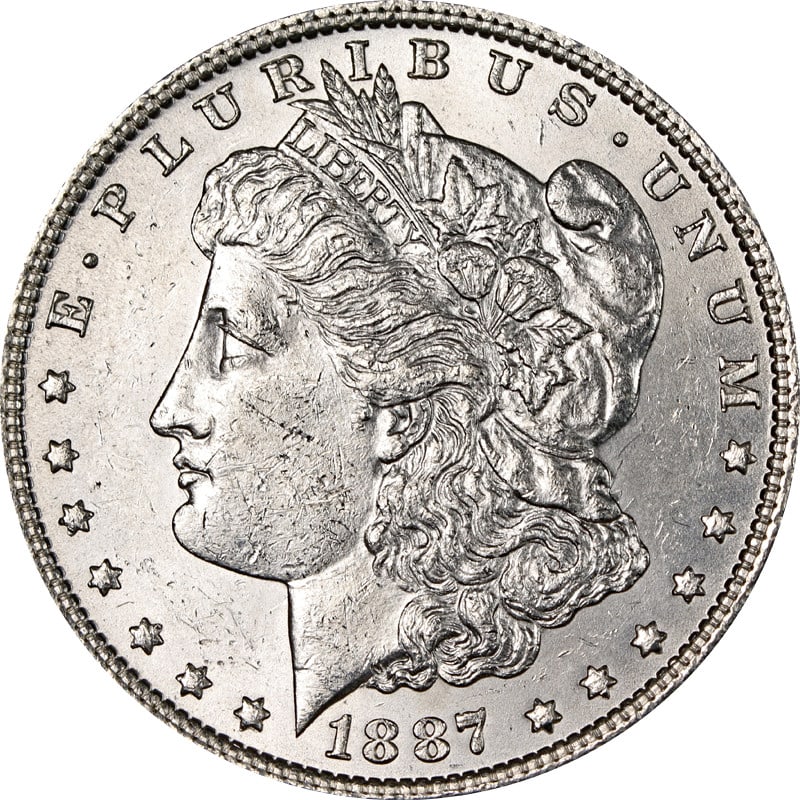 VAM 12 Alligator Eye 1887 Philadelphia Morgan Silver Dollar: VAM 12 Alligator Eye 1887 Philadelphia Morgan Silver Dollar This is a 1887-P Morgan Silver Dollar featuring the VAM 12 'Alligator Eye' variety. The coin is circulated and composed of silver with a fin