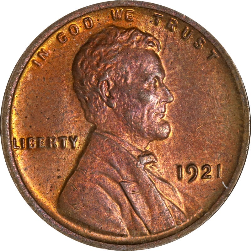 1921 Philadelphia Mint Copper Lincoln Wheat Penny: 1921 Philadelphia Mint Copper Lincoln Wheat Penny This 1921-P Lincoln Cent is a circulated coin composed of copper. Minted in 1921 at the Philadelphia Mint, it remains uncertified and is in pre-owned