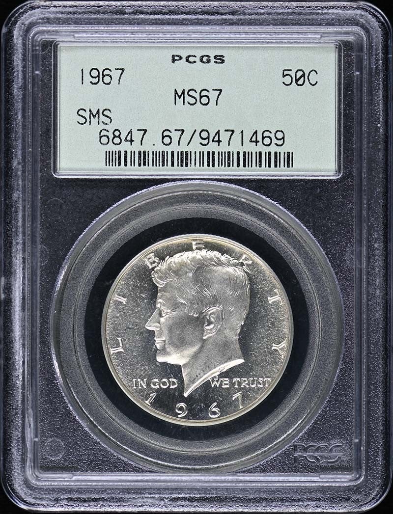 1967 Kennedy Half Dollar PCGS SP67 OGH Philadelphia 50C Coin: 1967 Kennedy Half Dollar PCGS SP67 OGH Philadelphia 50C Coin This 1967 Kennedy Half Dollar is a stunning specimen, certified by PCGS with a grade of SP67. Struck at the Philadelphia Mint, this uncircu