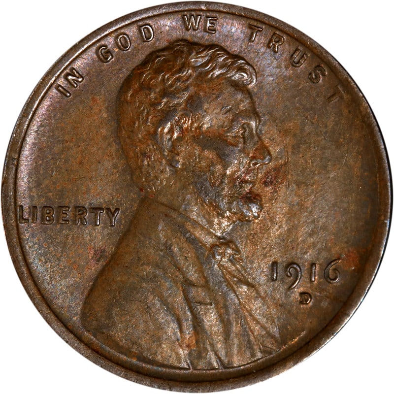 1916 Copper Penny from Denver Mint United States: 1916 Copper Penny from Denver Mint United States This is a 1916-D Lincoln Cent, minted in Denver and composed of copper. The coin is circulated and is in pre-owned condition. It is uncertified and ori