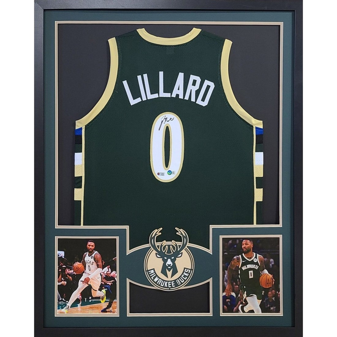 Damian Lillard Framed Signed Jersey Beckett Authenticated 42x34: Damian Lillard Framed Signed Jersey Beckett Authenticated 42x34 This autographed Damian Lillard framed jersey is a stunning piece for any Milwaukee Bucks fan. Authenticated by Beckett, a leading name