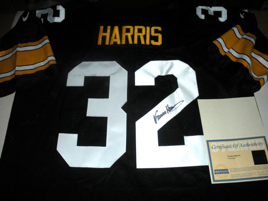 Franco Harris Signed Nike Jersey with COA Pittsburgh Steelers: Franco Harris Signed Nike Jersey with COA Pittsburgh Steelers This official licensed Nike jersey is a pre-owned piece signed by Franco Harris, featuring a Certificate of Authenticity (COA). Perfect fo