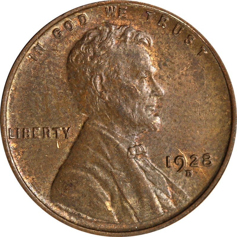1928 Denver Mint Copper Lincoln Wheat Penny United States Circulated: 1928 Denver Mint Copper Lincoln Wheat Penny United States Circulated This 1928-D Lincoln Cent is a circulated coin minted in Denver. Made of copper, it originates from the United States and dates to t