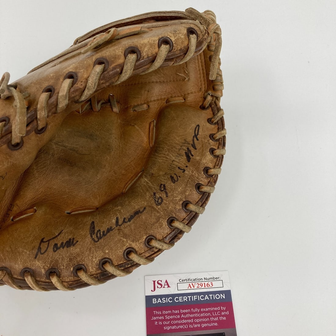 Donn Clendenon Signed 1960s Hollander First Base Glove JSA COA: Donn Clendenon Signed 1960s Hollander First Base Glove JSA COA This is a vintage 1960s game model first base glove mitt, specifically the Hollander 1297-DCL model associated with Donn Clendenon, a not