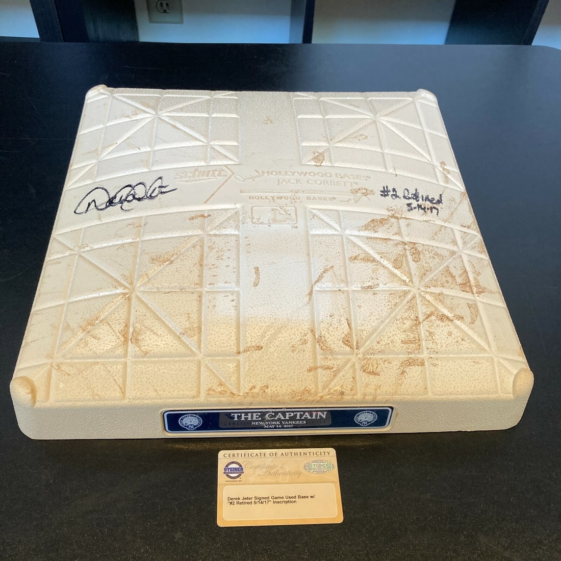 Derek Jeter Signed Game Used Base May 14 2017 Jersey Retirement Steiner: Derek Jeter Signed Game Used Base May 14 2017 Jersey Retirement Steiner Commemorate a historic moment in baseball history with this extraordinary Derek Jeter signed game-used base from his #2 Jersey R