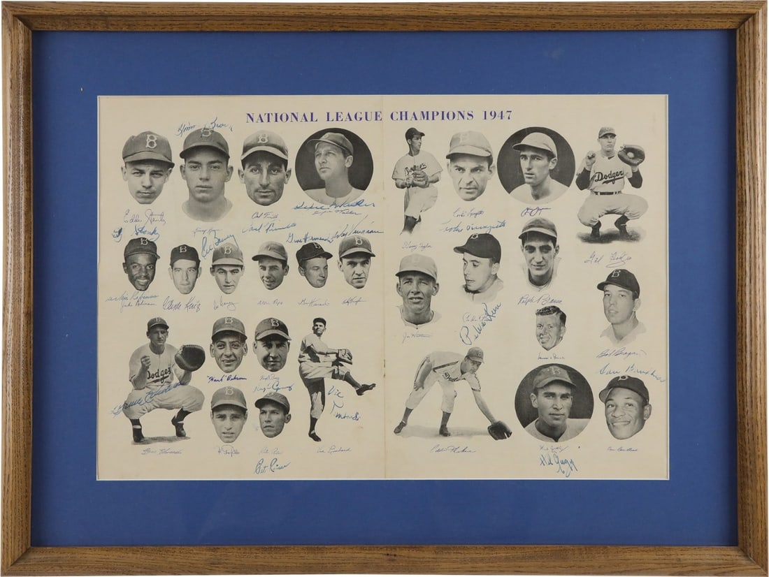 Jackie Robinson 1947 Dodgers Team Signed Program with PSA DNA COA: Jackie Robinson 1947 Dodgers Team Signed Program with PSA DNA COA This historic 1947 Brooklyn Dodgers team-signed program features a stunning amalgamation of individual player photos, including a sign