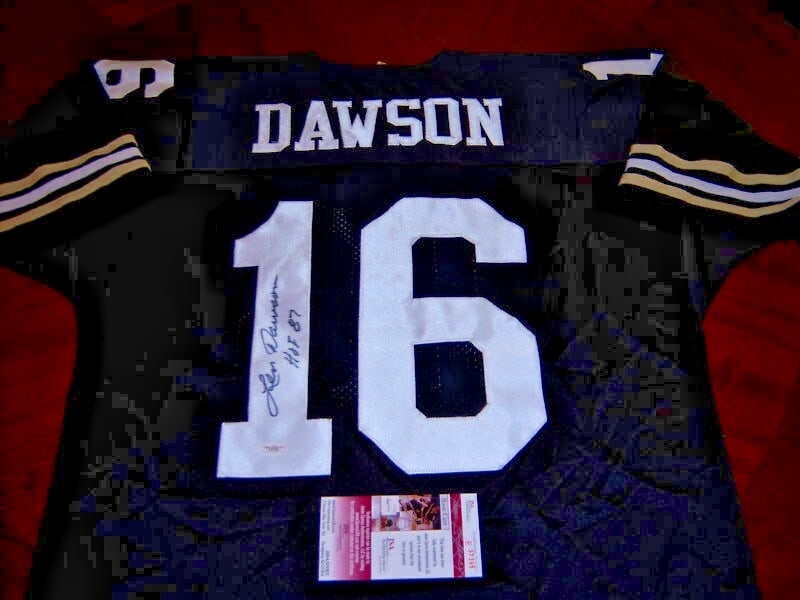 Len Dawson Signed Purdue Boilermakers Jersey with JSA COA: Len Dawson Signed Purdue Boilermakers Jersey with JSA COA This official licensed Russell jersey is a must-have for fans of Len Dawson and the Purdue Boilermakers. The jersey features an authentic sign