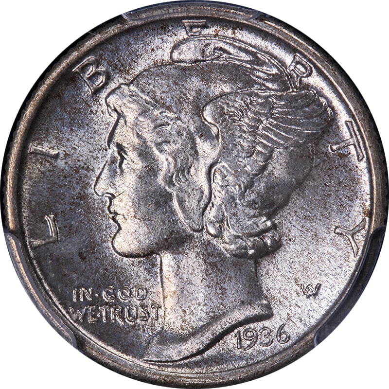 1936-P Mercury Dime PCGS MS66 FB Silver Coin with Eye Appeal: 1936-P Mercury Dime PCGS MS66 FB Silver Coin with Eye Appeal This stunning 1936-P Mercury Dime, certified by PCGS with a grade of MS66 FB, showcases exceptional eye appeal with brilliant luster and a