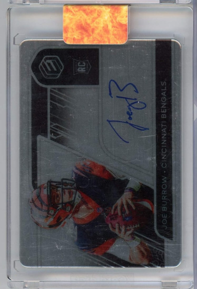 2020 Panini Elements Joe Burrow #119 Rookie Autograph Card /55 NFL: 2020 Panini Elements Joe Burrow #119 Rookie Autograph Card /55 NFL This is a 2020 Panini Elements Joe Burrow #119 Rookie Autograph Football Card, featuring a limited edition of only 55 copies. Graded