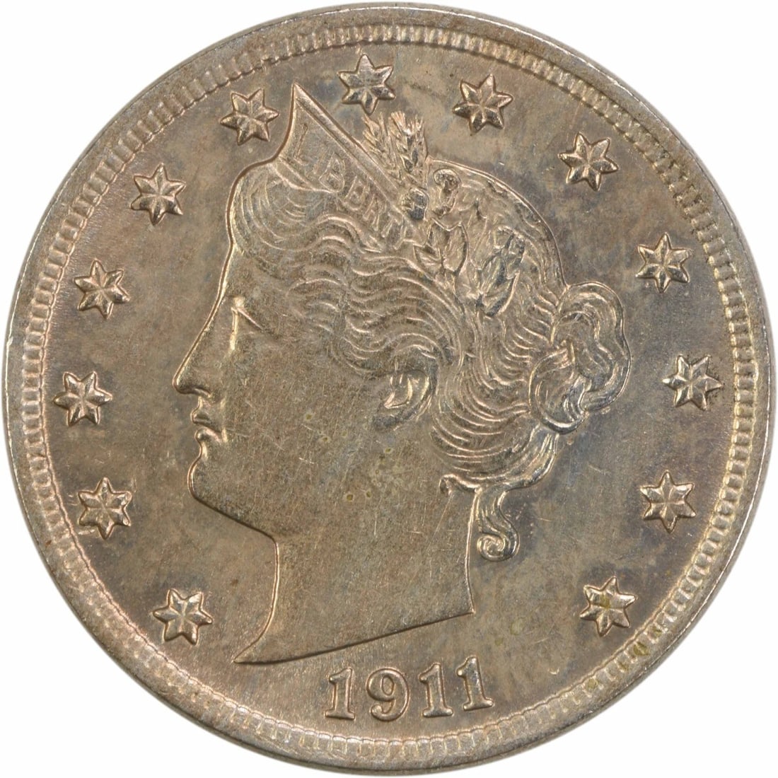 1911 Five Cent Liberty Nickel from Philadelphia AU Grade Uncertified: 1911 Five Cent Liberty Nickel from Philadelphia AU Grade Uncertified This 1911 Liberty Nickel from the United States features the classic design by Charles E. Barber. Struck at the Philadelphia Mint,