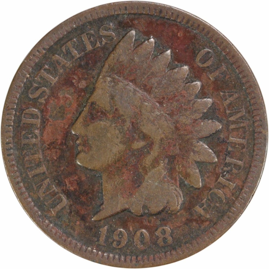 1908-S Indian Head Cent Circulated Uncertified 95% Copper: 1908-S Indian Head Cent Circulated Uncertified 95% Copper This 1908-S Indian Cent is a classic collectible coin from the United States, featuring the iconic Indian Head design by James Barton Longacre