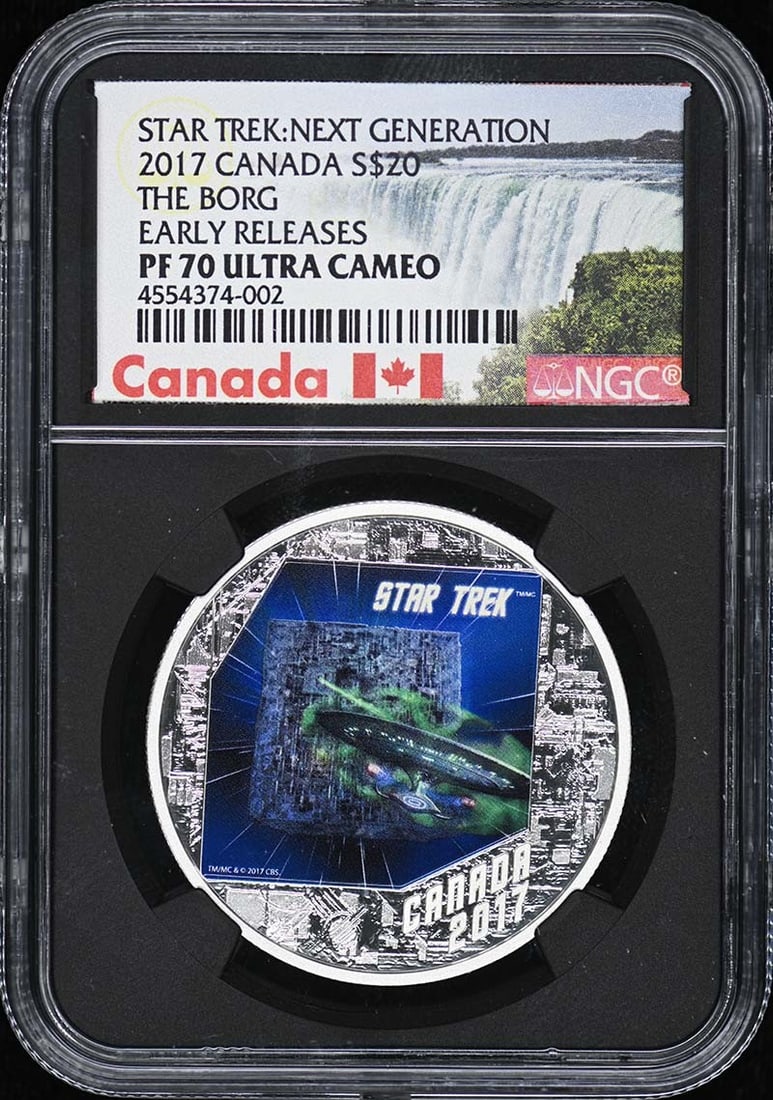2017 Canada Silver 20 Dollar NGC PR70 Early Releases Coin: 2017 Canada Silver 20 Dollar NGC PR70 Early Releases Coin This is a 2017 Canada The Borg coin, graded PR70DCAM by NGC. The coin is uncirculated and has early release status, making it a premium collec