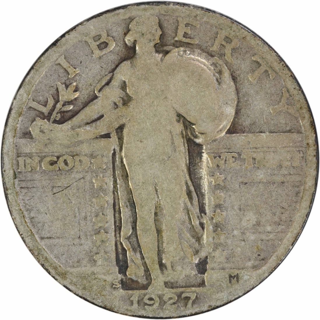 1927-S Standing Liberty Quarter 90% Silver Coin Uncertified: 1927-S Standing Liberty Quarter 90% Silver Coin Uncertified This 1927-S Standing Liberty Silver Quarter is a notable piece of American numismatic history. Produced in San Francisco, this coin features