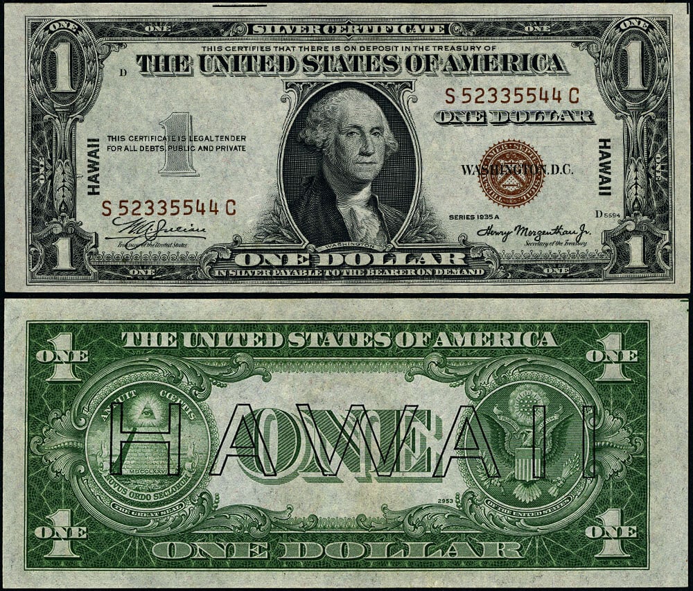 1935-A $1 Hawaii Note FR. 2300 Choice Uncirculated CU+: 1935-A $1 Hawaii Note FR. 2300 Choice Uncirculated CU+ This is an uncirculated 1935-A $1 Hawaii Note (FR. 2300) featuring the S-C Block. It has been graded as Choice CU+, showcasing excellent paper qu