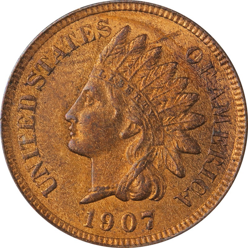 1907 Copper United States Indian Head Cent Circulated Coin: 1907 Copper United States Indian Head Cent Circulated Coin This is a 1907 Indian Cent from the United States. The coin is composed of copper and has been circulated. It is uncertified and is in pre-ow