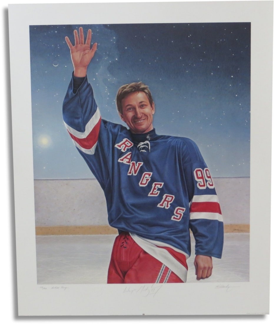 Wayne Gretzky Signed Ken Danby Lithograph The Great Farewell 27x33 Limited Edition 138/999: Wayne Gretzky Signed Ken Danby Lithograph The Great Farewell 27x33 Limited Edition 138/999 Celebrate the legacy of Wayne Gretzky with this stunning 27X33 lithograph titled "The Great Farewell" by reno