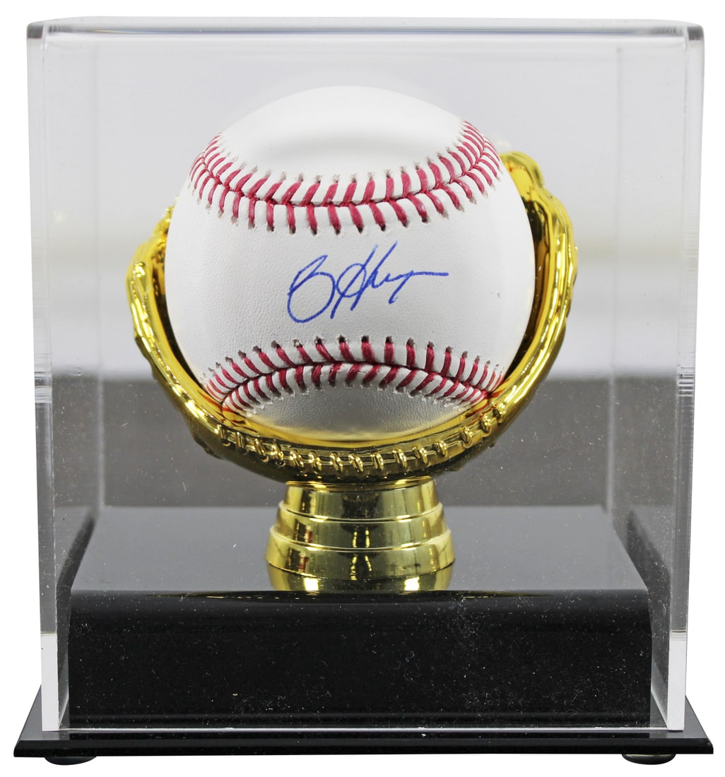 Bryce Harper Signed OML Baseball with Fanatics Authentication & Display Case: Bryce Harper Signed OML Baseball with Fanatics Authentication & Display Case This authentic OML baseball has been personally signed by Bryce Harper, the star player of the Philadelphia Phillies. Accom