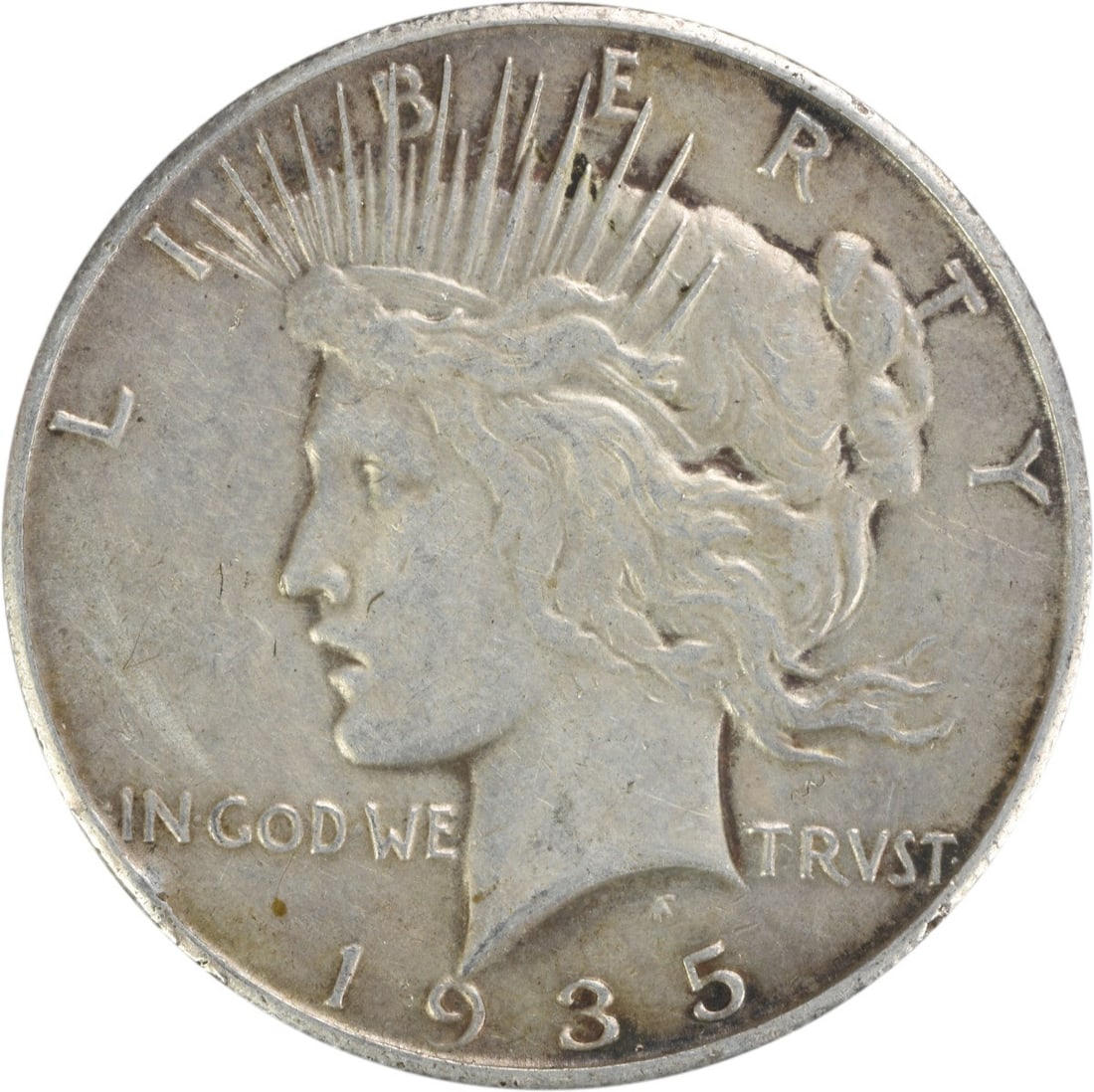 1935-S Peace Silver Dollar EF 90% Silver Uncertified Coin: 1935-S Peace Silver Dollar EF 90% Silver Uncertified Coin This 1935-S Peace Silver Dollar is a remarkable piece of numismatic history from the San Francisco mint. Featuring a design by Anthony de Fran