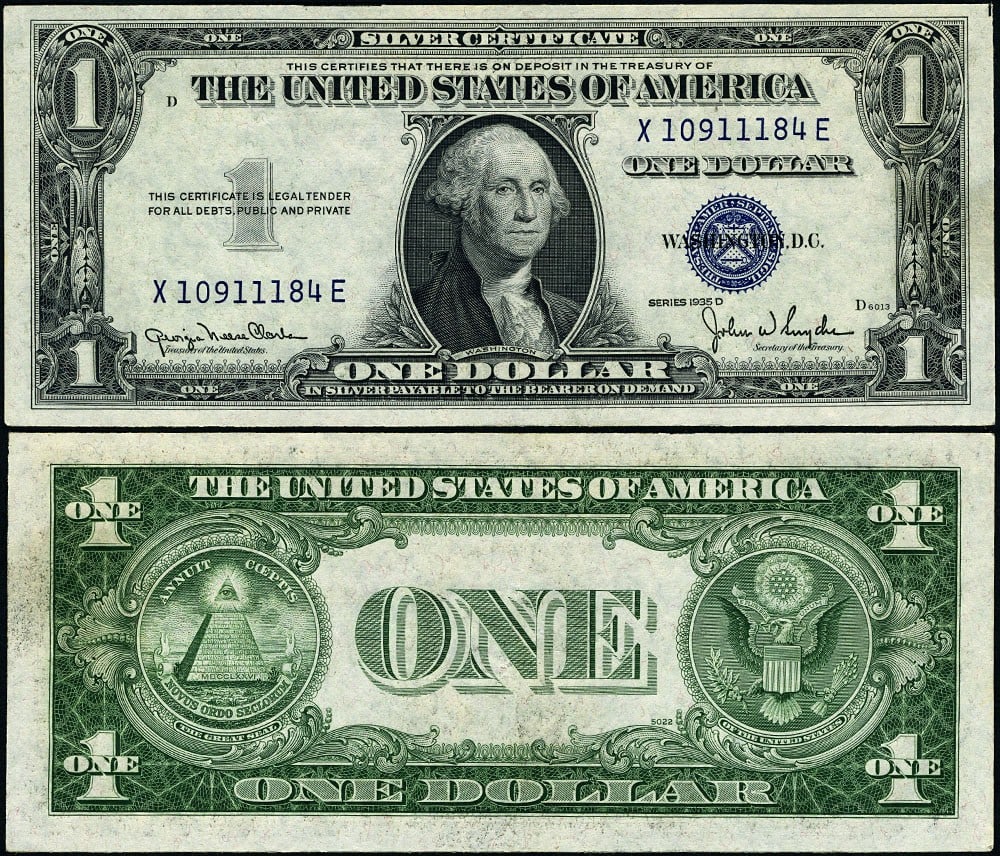 1935-D $1 Silver Certificate FR. 1613 N X-E Block Uncertified: 1935-D $1 Silver Certificate FR. 1613 N X-E Block Uncertified This is an uncirculated 1935-D $1 Silver Certificate, cataloged as FR. 1613 N. It features original paper quality with impressive embossin