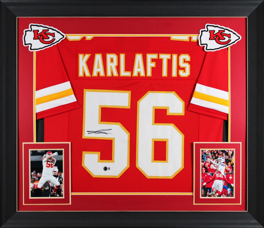 George Karlaftis Signed Kansas City Chiefs Framed Jersey BAS Authenticated: George Karlaftis Signed Kansas City Chiefs Framed Jersey BAS Authenticated Showcase your team spirit with this authentic autographed red pro style framed jersey signed by George Karlaftis of the Kansa
