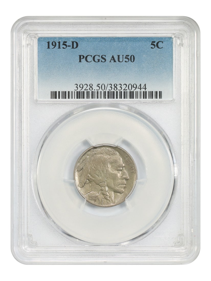 PCGS AU50 1915 Denver Mint Five Cent Buffalo Nickel (1 of 4)