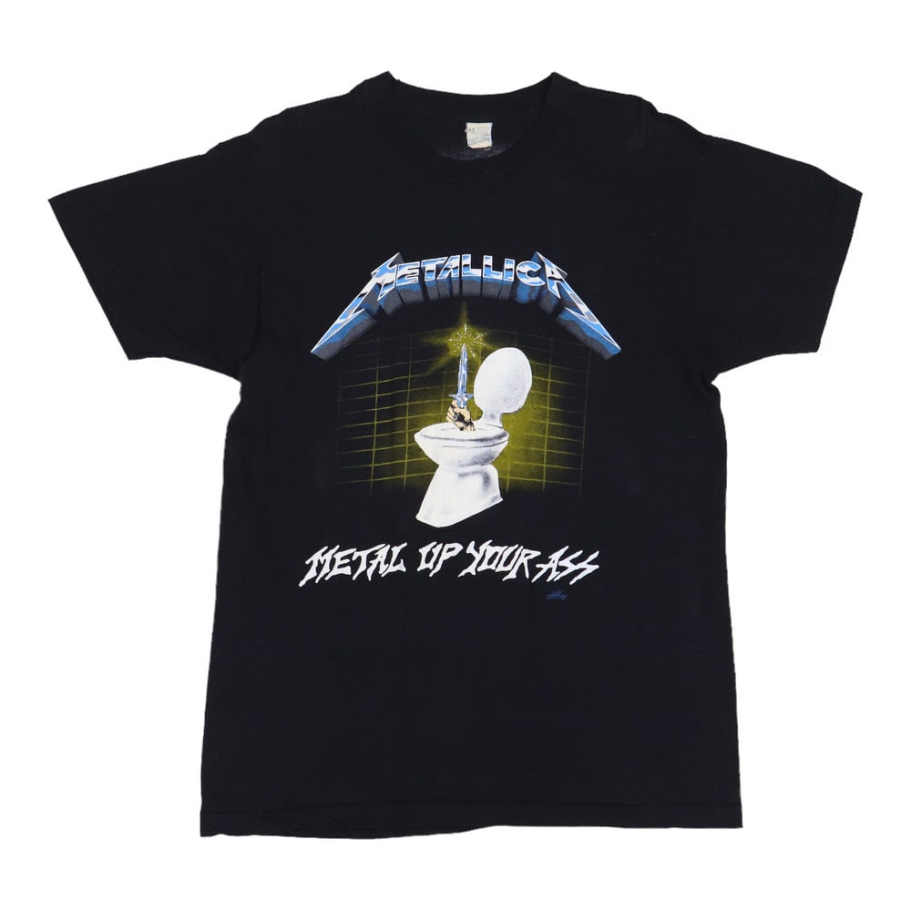 Vintage 1985 Metallica Metal Up Your Ass Black Glow Shirt XL: Vintage 1985 Metallica Metal Up Your Ass Black Glow Shirt XL This is an original vintage 1985 Metallica 'Metal Up Your Ass' glow-in-the-dark shirt, featuring graphics on both the front and back. Made
