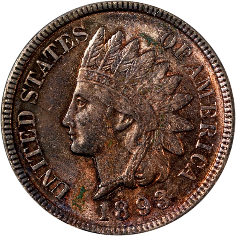 United States 1893 Copper Indian Head One Cent Coin Circulated: United States 1893 Copper Indian Head One Cent Coin Circulated This 1893 Indian Cent is a circulated copper coin from the United States. It is uncertified and pre-owned, making it a collectible piece