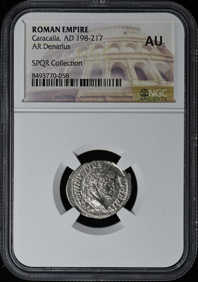 NGC AU50 Denarius Ancient Roman Silver Coin Caracalla AD 198-217: NGC AU50 Denarius Ancient Roman Silver Coin Caracalla AD 198-217 This is a Roman Empire AR Denarius coin from the reign of Caracalla, dating to AD 198-217. The coin has been graded AU50 by NGC, indica