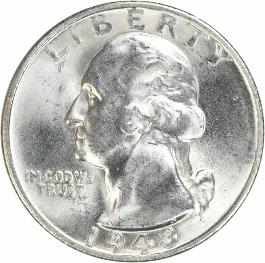 Choice BU 1943-S Silver 25C Washington Uncirculated Quarter Uncertified: Choice BU 1943-S Silver 25C Washington Uncirculated Quarter Uncertified This 1943-S Washington Quarter is composed of silver and was minted in San Francisco. It is uncirculated and graded as Choice Br