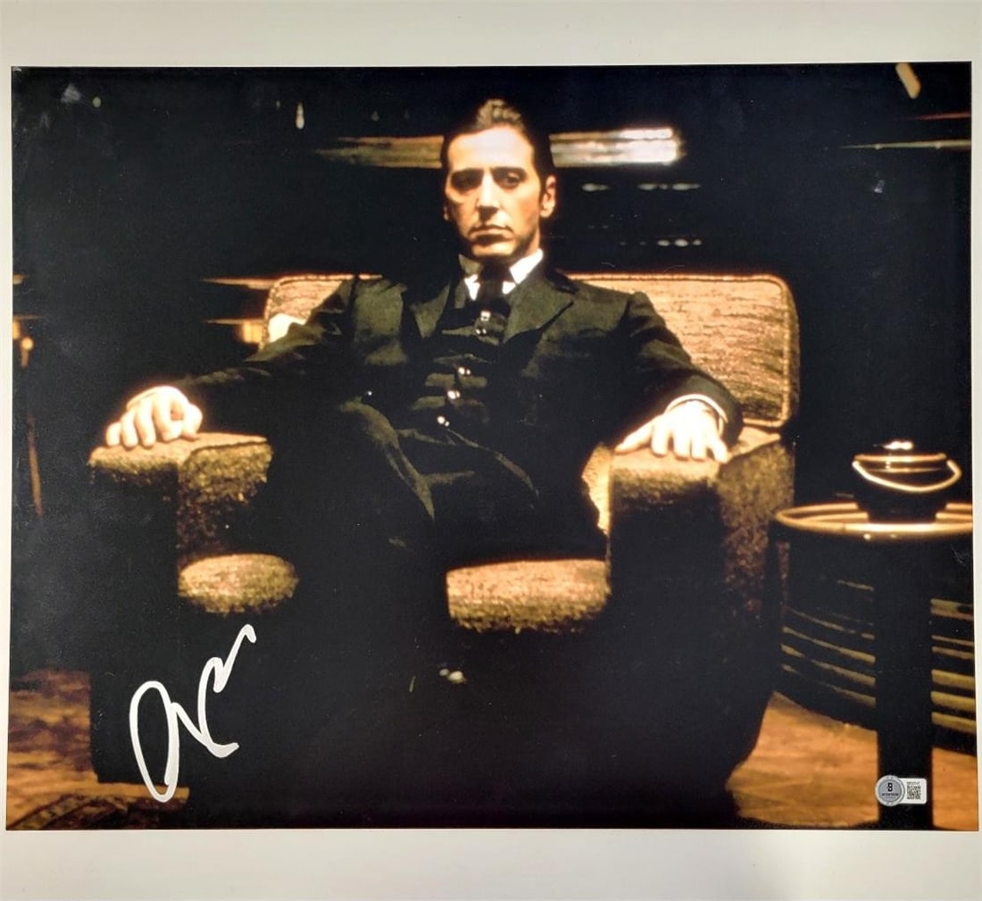 Al Pacino Signed The Godfather 16x20 Photo Beckett Authenticated: Al Pacino Signed The Godfather 16x20 Photo Beckett Authenticated This striking 16x20 photograph captures Al Pacino in his iconic role as Michael Corleone from the classic film "The Godfather." Authent