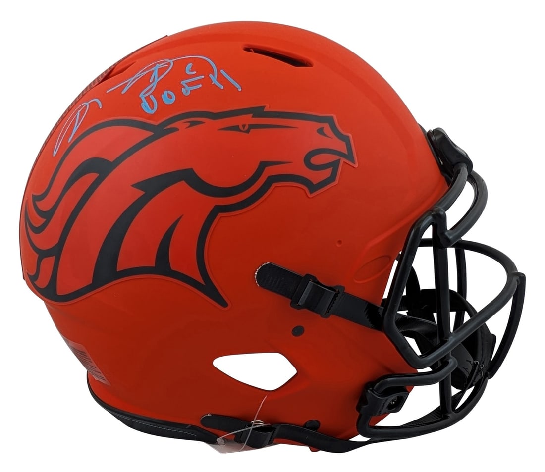 Shannon Sharpe Signed Denver Broncos Speed Proline Helmet HOF 2011 BAS Authenticated: Shannon Sharpe Signed Denver Broncos Speed Proline Helmet HOF 2011 BAS Authenticated This Authentic Full Size Speed Proline Helmet is a remarkable collectible, personally signed by NFL Hall of Famer S