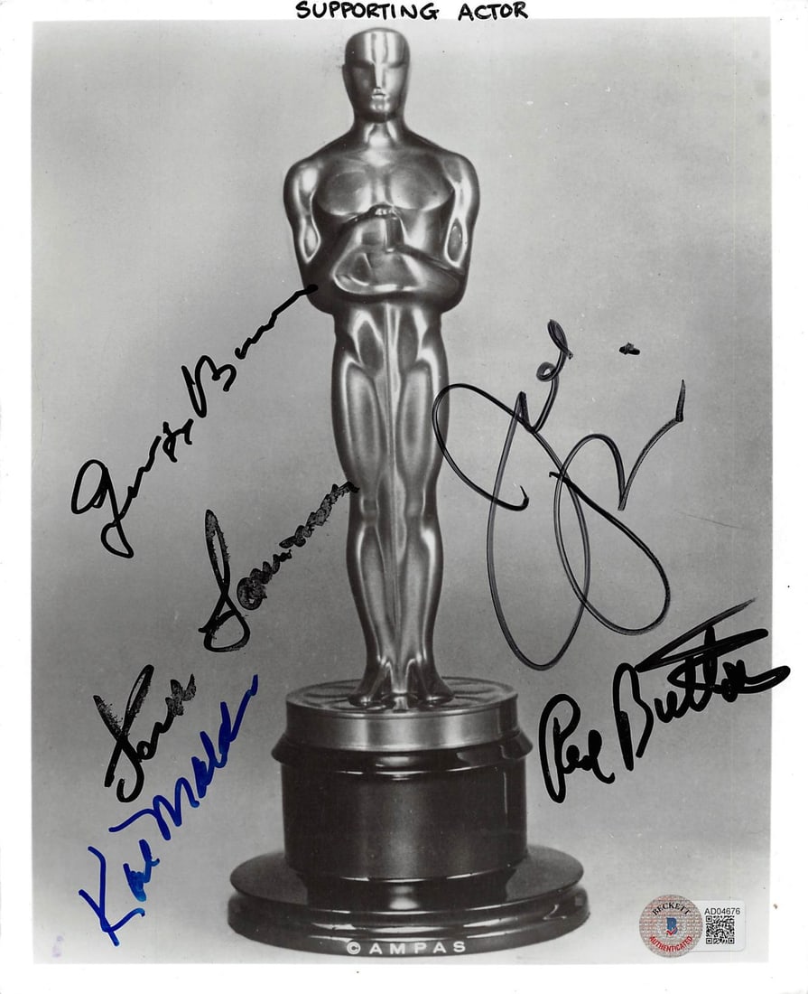 Signed 8x10 Oscar Winners Photo Lemmon Malden Pesci Buttons Burns BAS: Signed 8x10 Oscar Winners Photo Lemmon Malden Pesci Buttons Burns BAS This stunning 8x10 black and white photograph features the autographs of five iconic Oscar winners: Jack Lemmon, Karl Malden, Joe