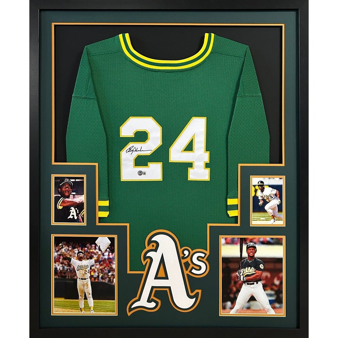 Rickey Henderson Signed Framed Jersey Oakland Athletics Beckett Authenticated: Rickey Henderson Signed Framed Jersey Oakland Athletics Beckett Authenticated This remarkable piece features an autographed Rickey Henderson framed jersey, an excellent collectible for any Oakland Ath