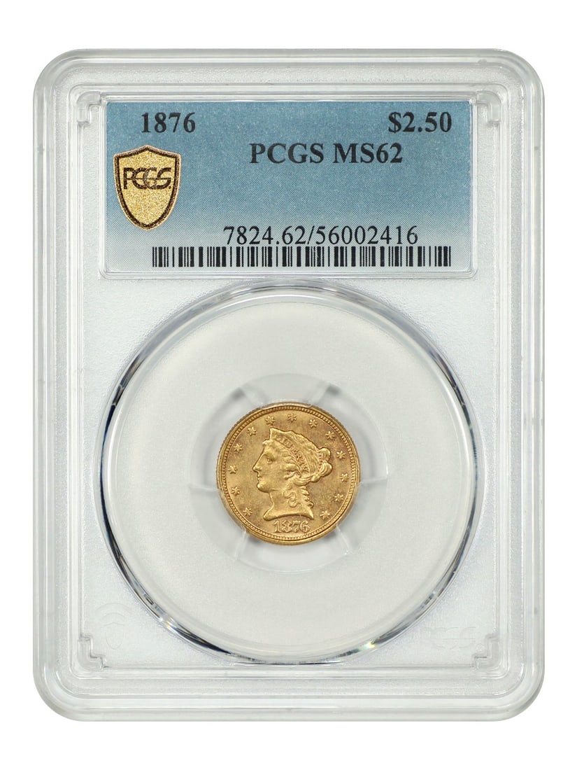 PCGS MS62 1876 Liberty Head Quarter Eagle Gold Coin (1 of 4)
