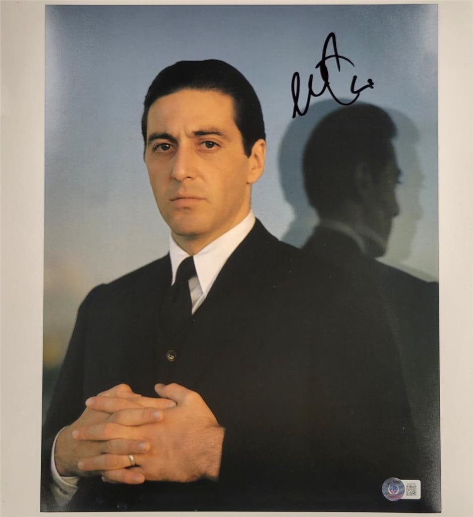 Al Pacino Signed The Godfather 11x14 Photo Beckett Authenticated: Al Pacino Signed The Godfather 11x14 Photo Beckett Authenticated This original 11x14 photograph features a striking image from the iconic film "The Godfather," boldly autographed by the legendary Al P